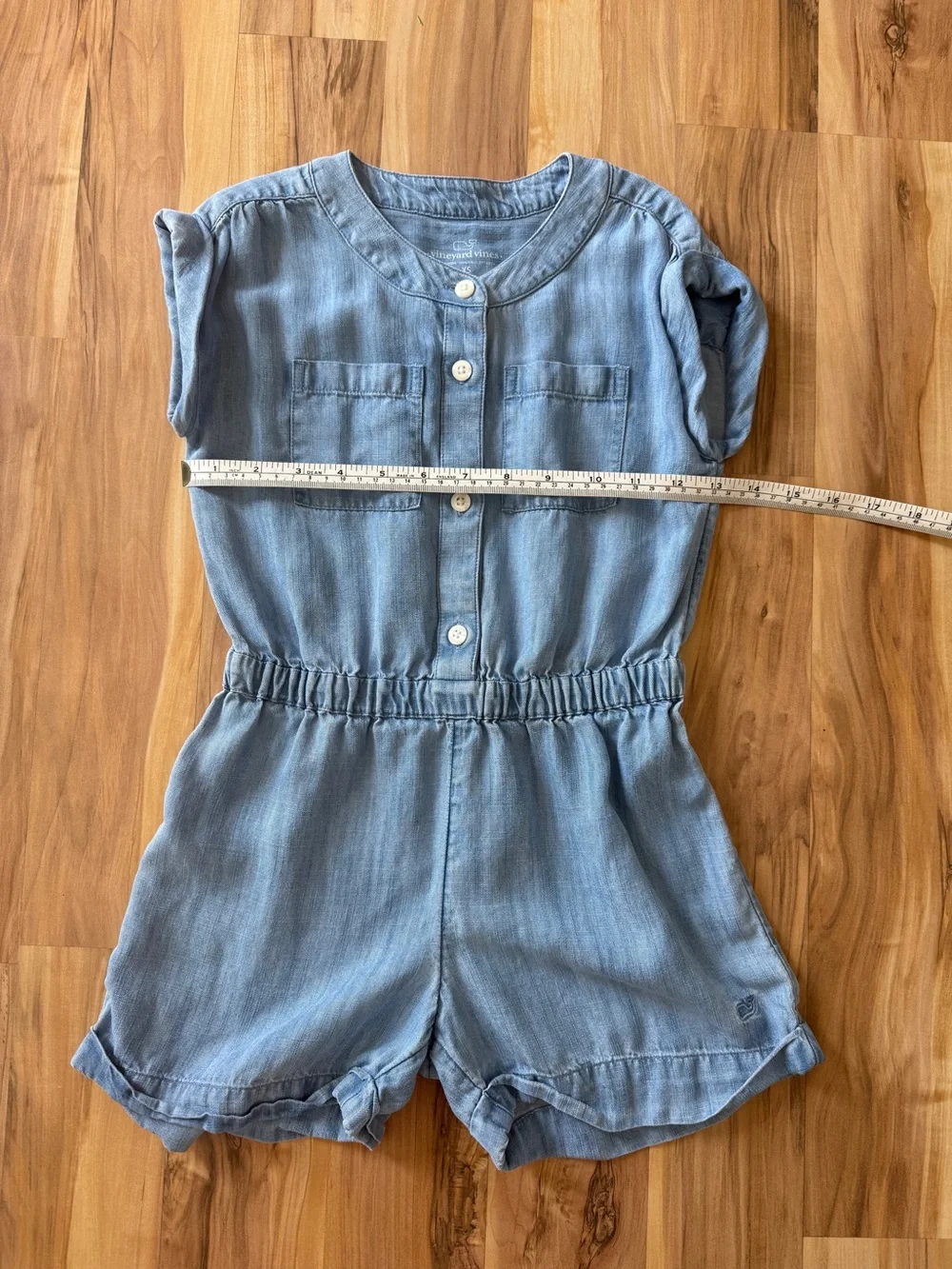 Vineyard Vines Light Blue Chambray Girls' Short Romper